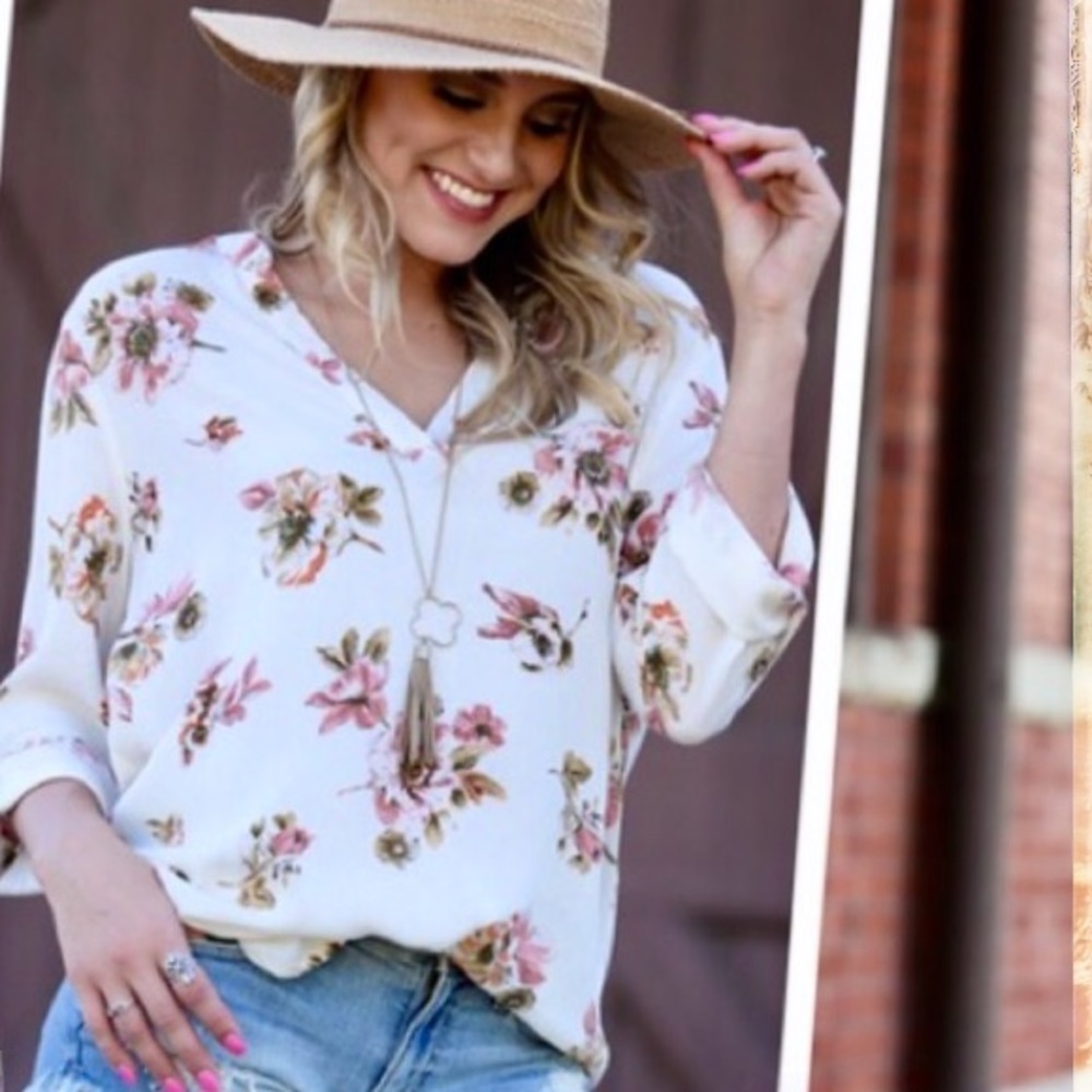 Boho peach floral tunic - Picture 2 of 5