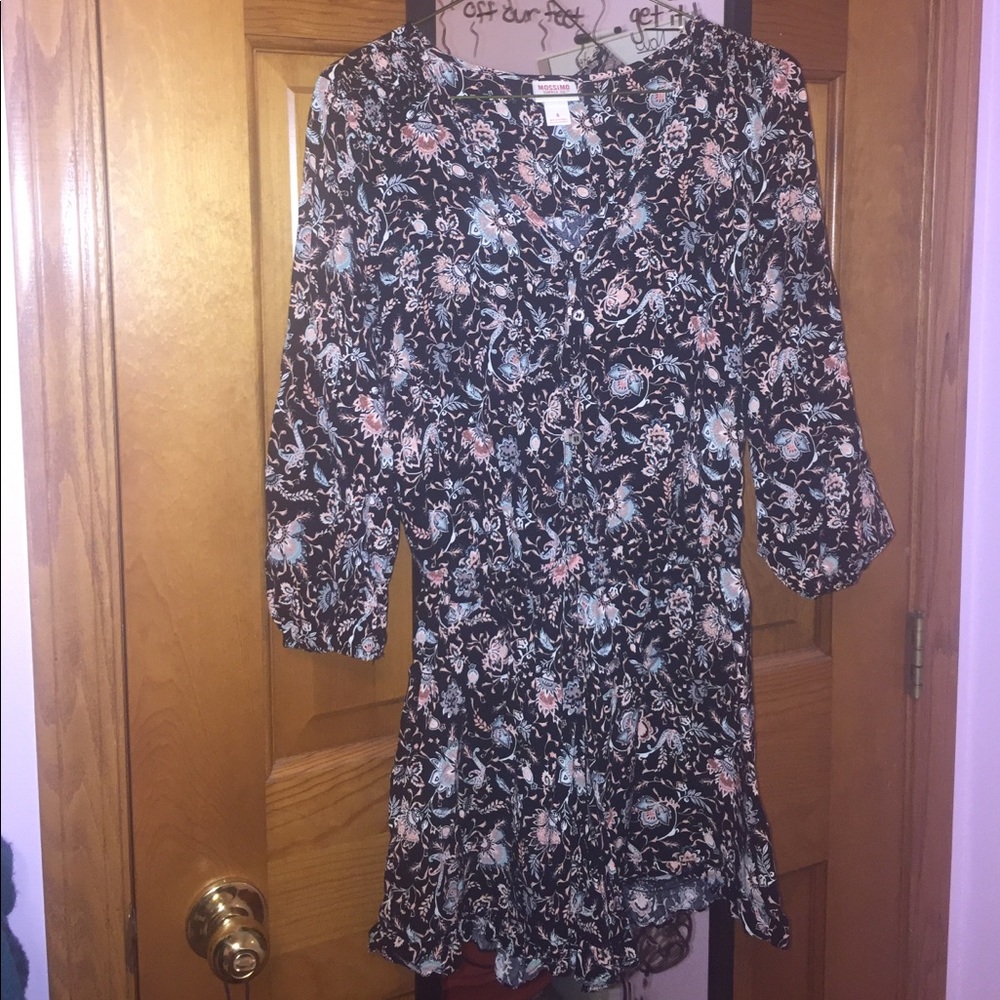 Black and pink floral romper
