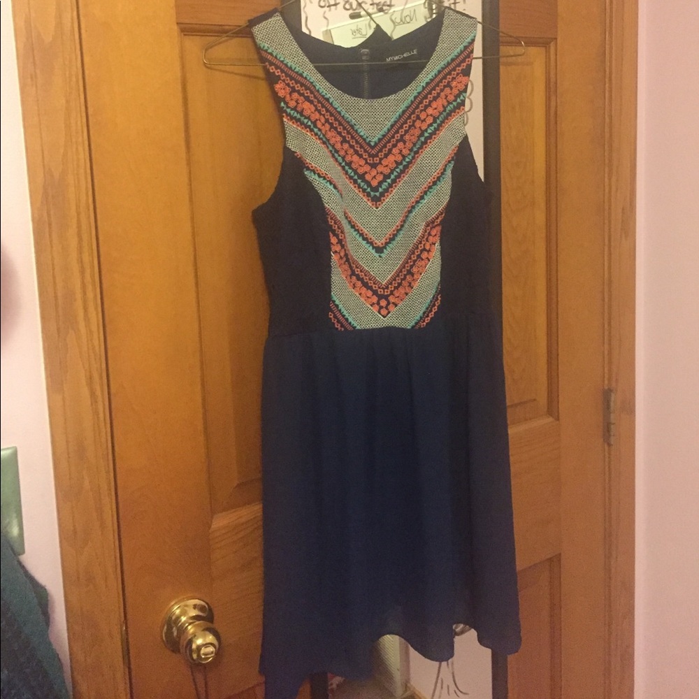 Blue mid-thigh length dress
