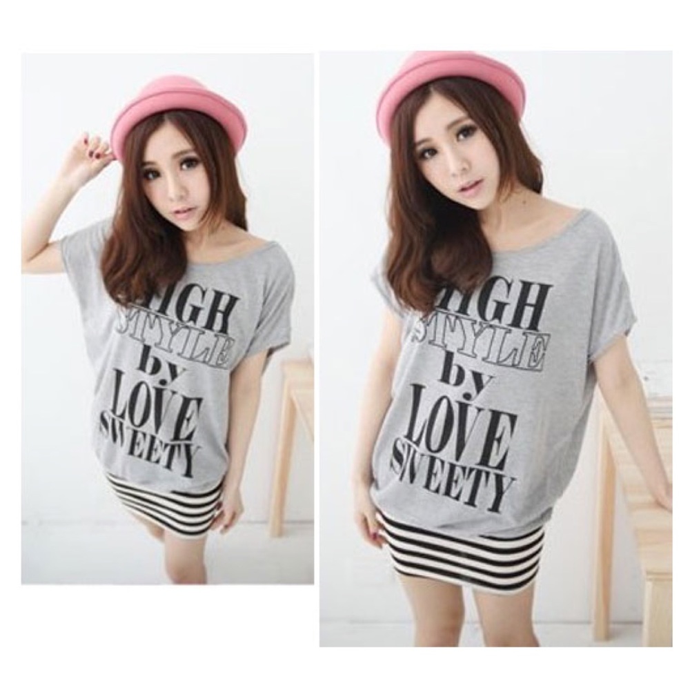 Cute gray striped dress top NWT