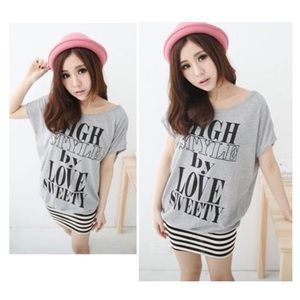 Cute gray striped dress top NWT