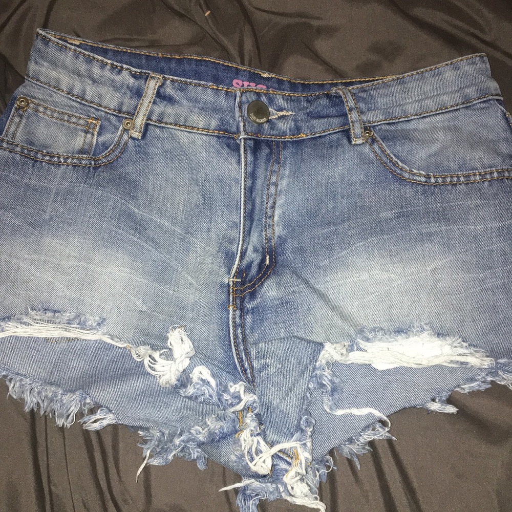 Washed Out Ripped Jean Shorts