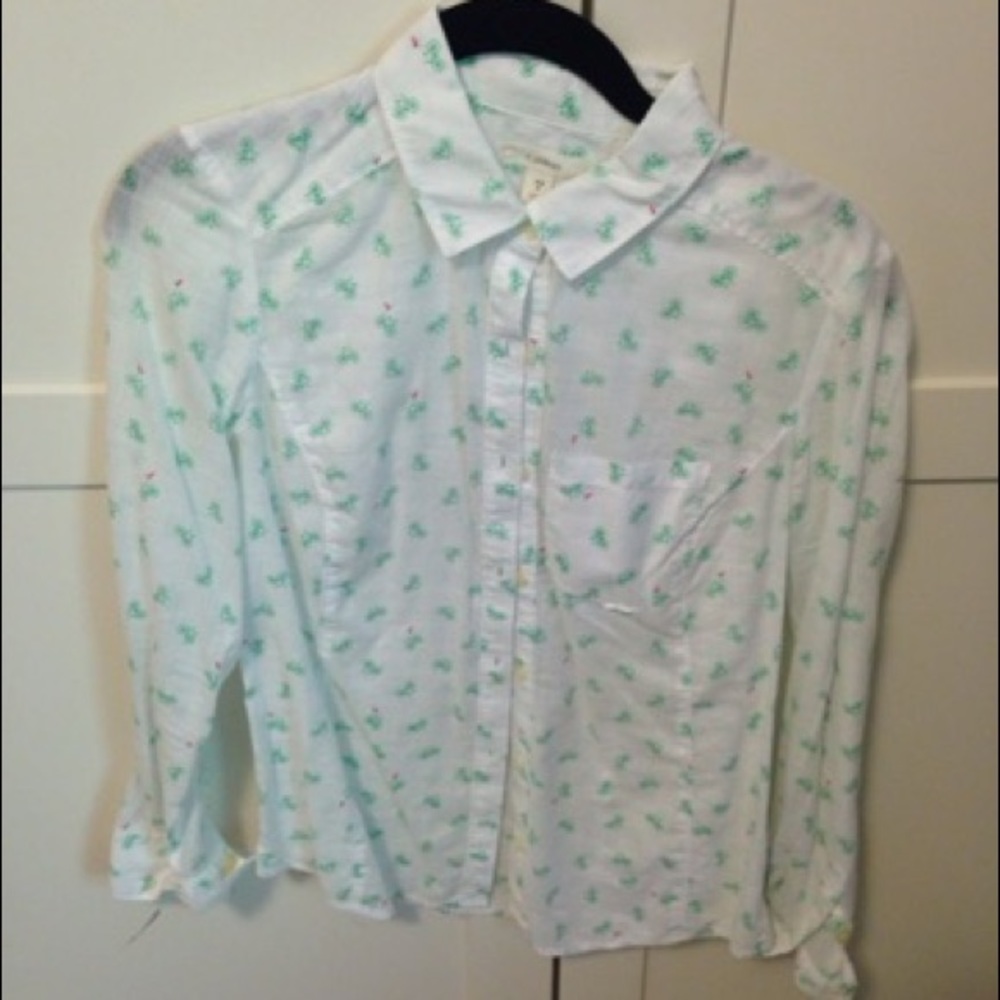 Vintage turquoise bicycle button down