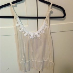 White embroidered neckline tank