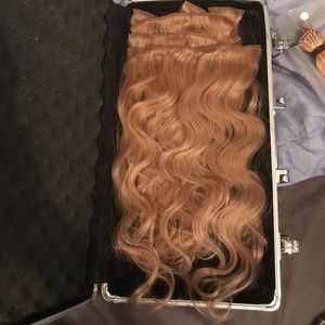 Set of 7 real human hair clip in extensions