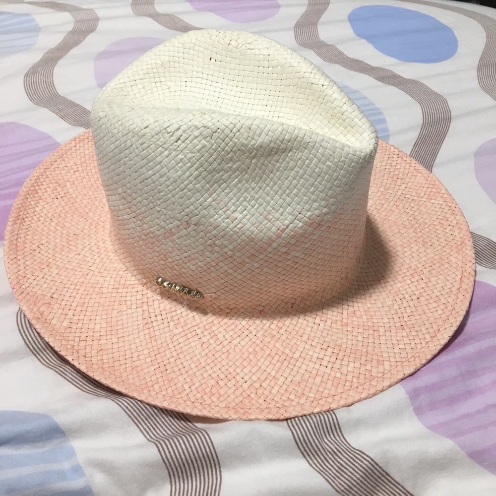 Calvin Klein Pink Ombré Straw Sun Hat