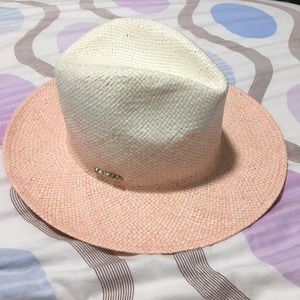 Calvin Klein Pink Ombré Straw Sun Hat