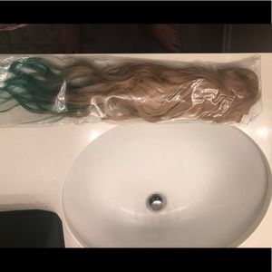 Used human hair blonde turquoise extensions