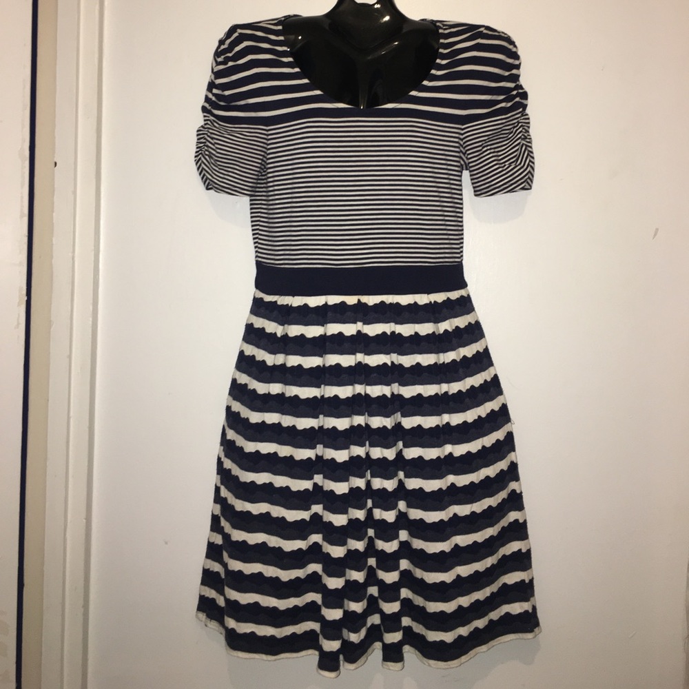 Anthropologie navy striped dress S