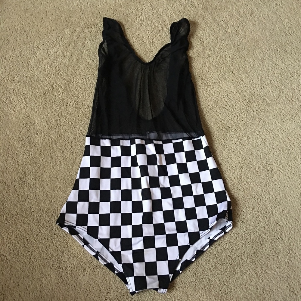 ✨sold✨ mesh top checkered bodysuit