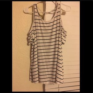 Black And White Cold Shoulder tank top