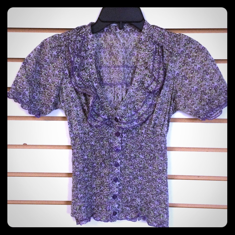💜New w/o tags❣️Max Rave RETRO gorgeous purple flower print- XS
