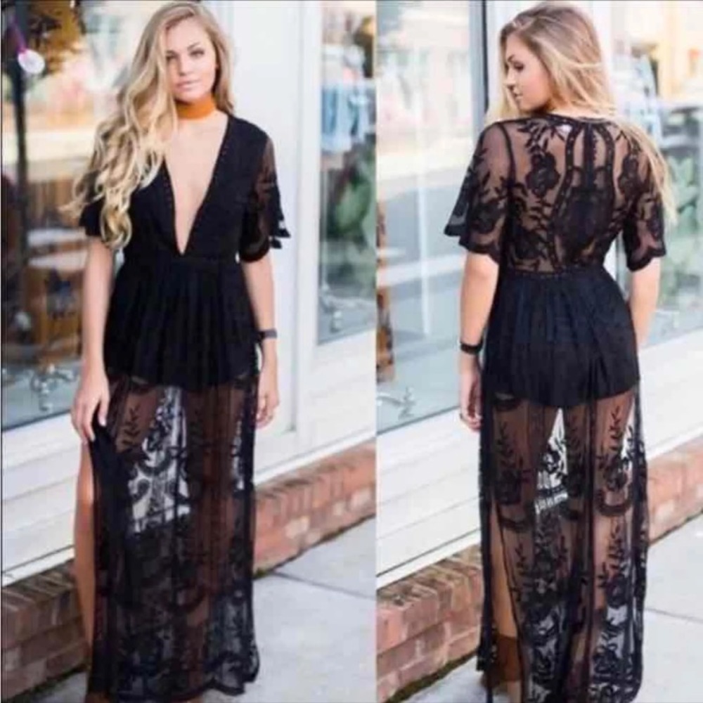 Lace maxi romper