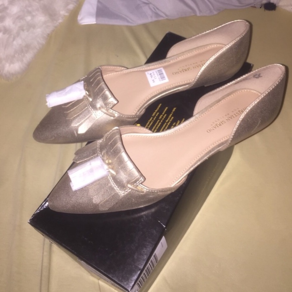 Gold pointed toe flats Size 11 Christian Siriano