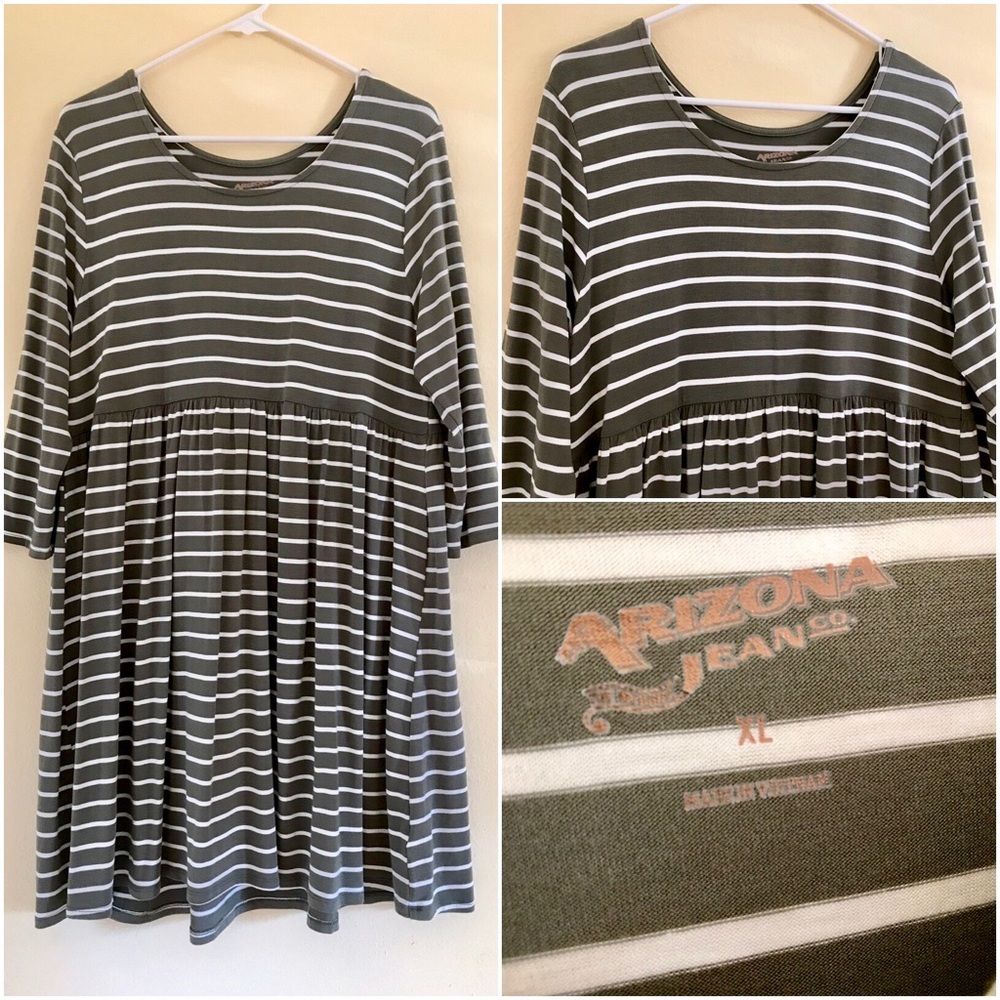 Striped 3/4 sleeve babydoll dress XL