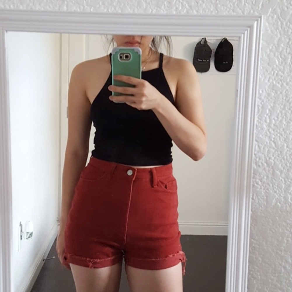 Red velvet vintage shorts