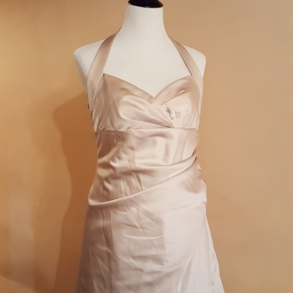 Champaign color halter wedding dress