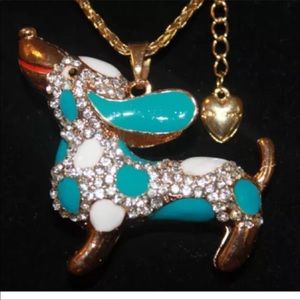 BETSEY JOHNSON TEAL DACHSHUND NECKLACE!