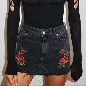 Topshop Embroidered Miniskirt