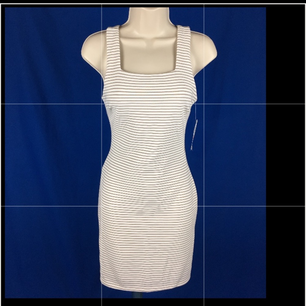 Striped Bar III Fitted Dress in Creme Tan Small