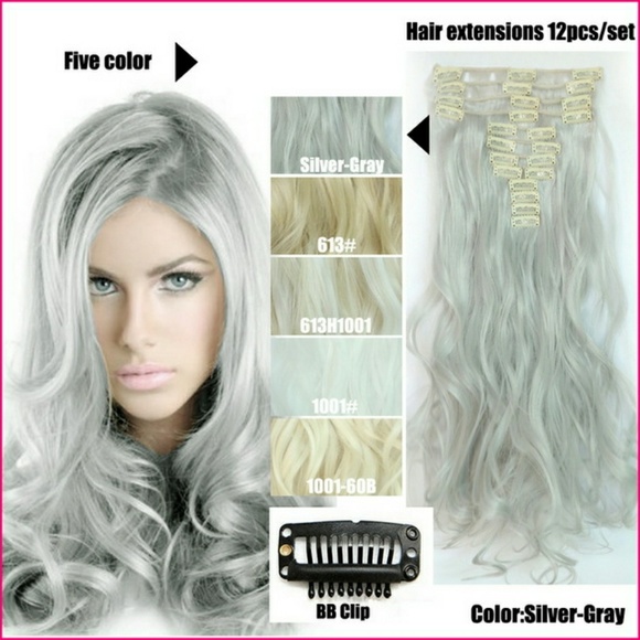 Gray Full Head Clip in Extension
