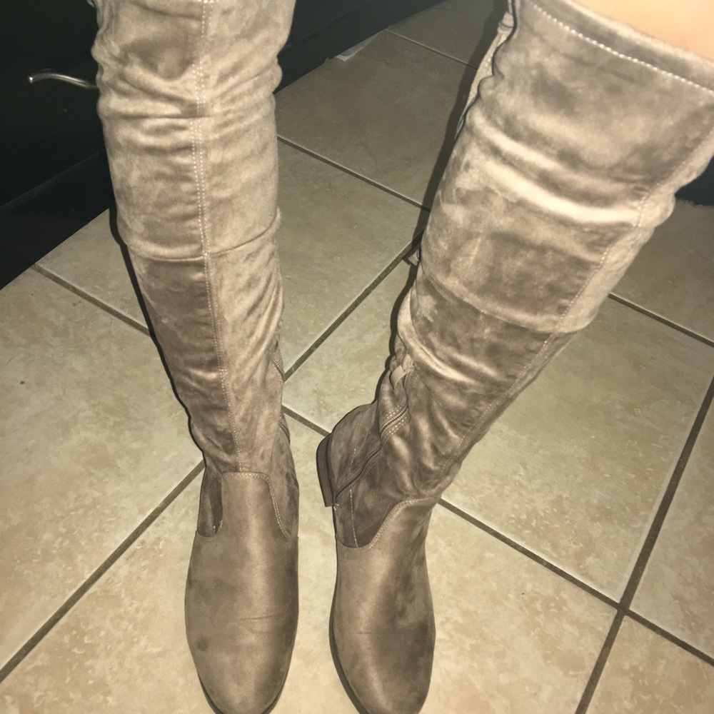 Taupe knee high boots