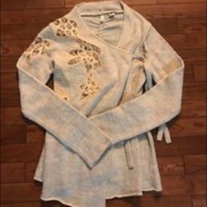 Anthropologie wrap sweater lace