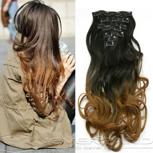 Black Brown Full Head Clip in Extension