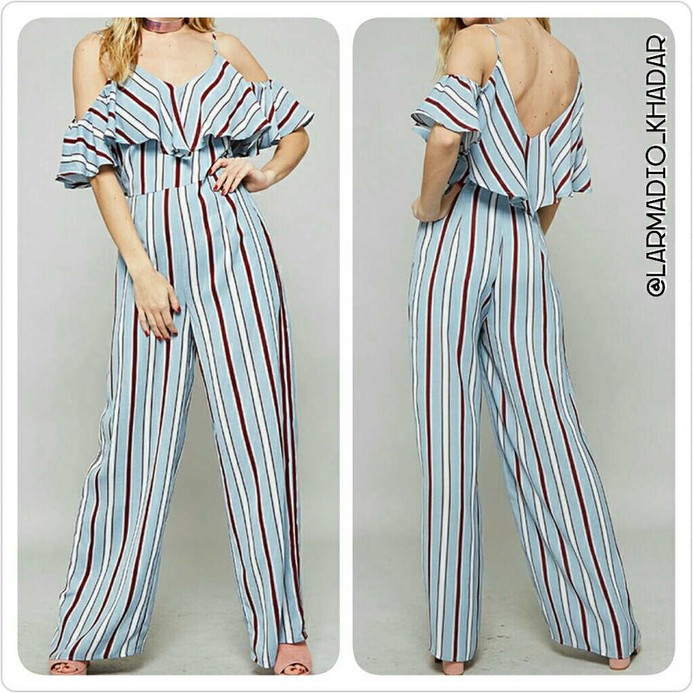 Flirty Ruffle Cold Shoulder Jumpsuit - Picture 3 of 8