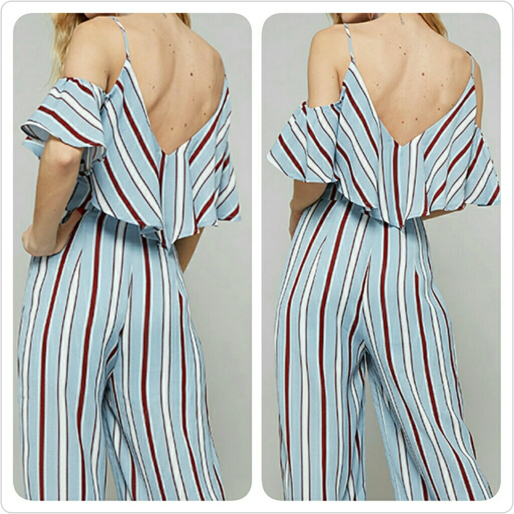 Flirty Ruffle Cold Shoulder Jumpsuit - Picture 4 of 8
