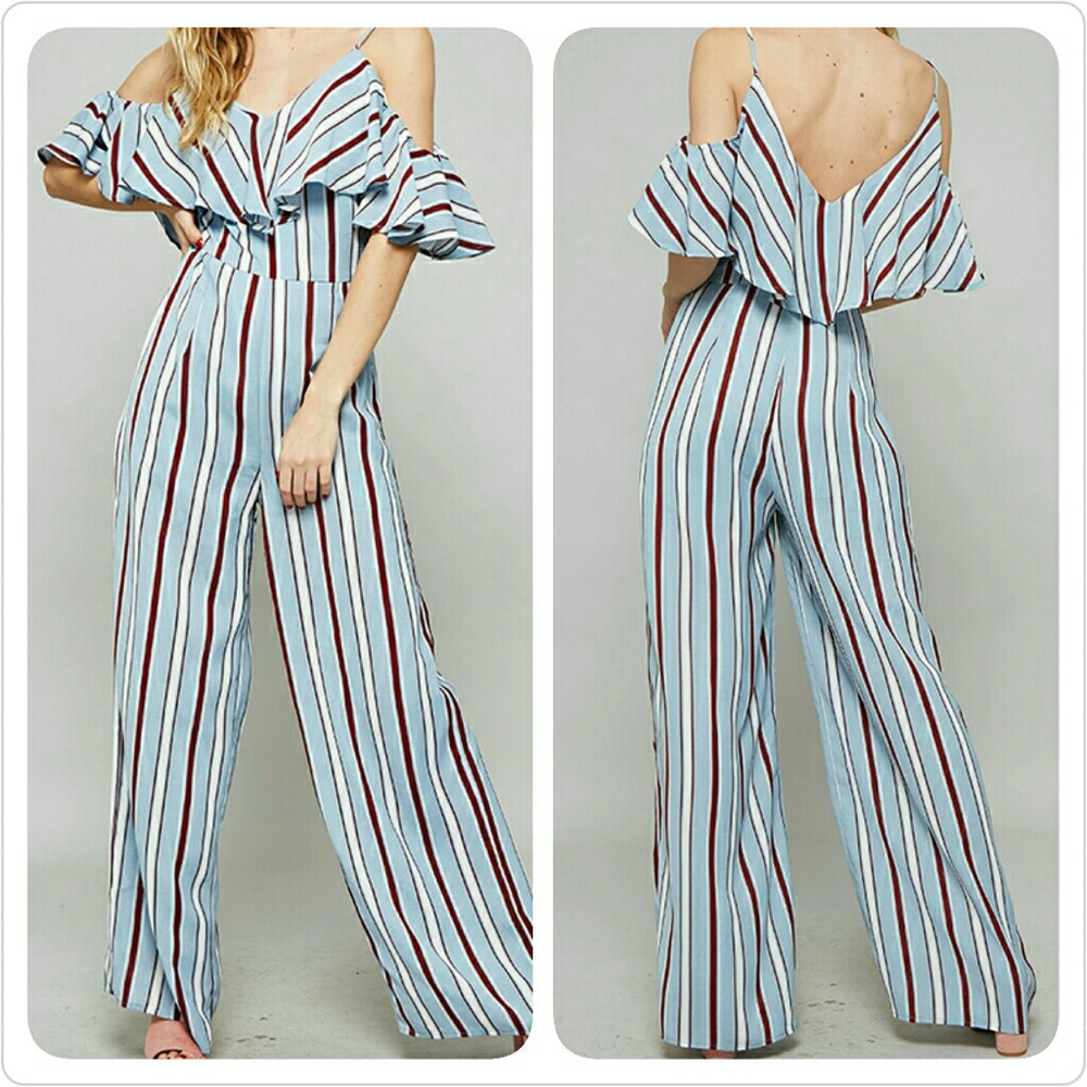 Flirty Ruffle Cold Shoulder Jumpsuit