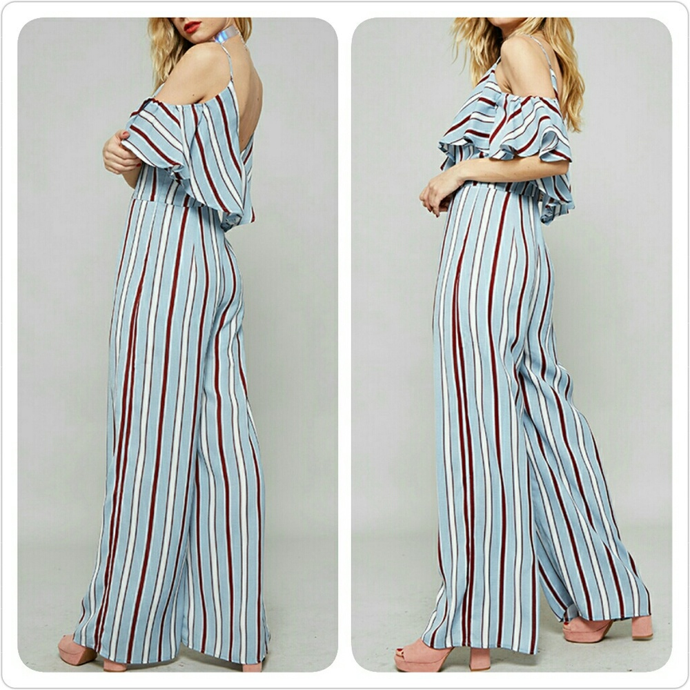 Flirty Ruffle Cold Shoulder Jumpsuit - Picture 6 of 8