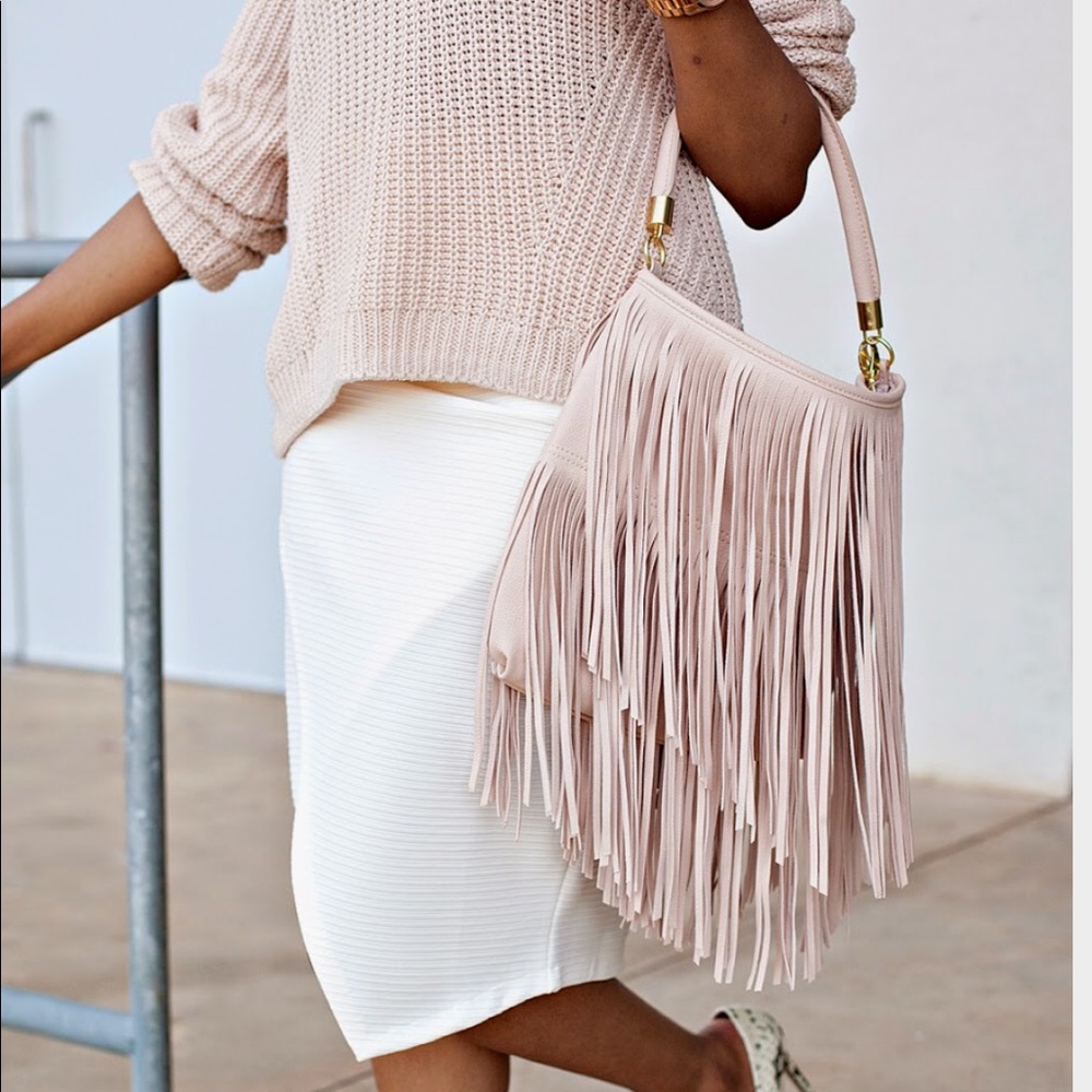Blush pink fringe purse