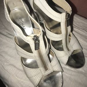 Michaela Kors off white high heel sandals.