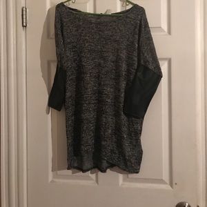 NWT oversized grey sweater with leather sleeves