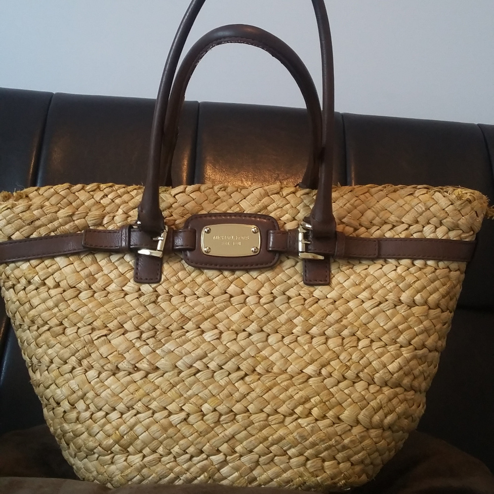 ~ SOLD ~ Michael Kors Hamilton Straw Handbag Tote
