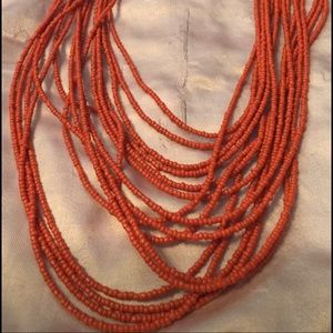Orange Seed Bead Necklace