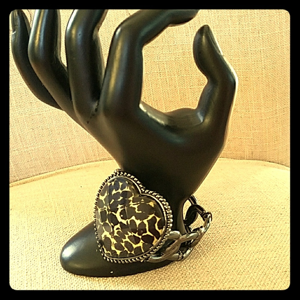 Animal print heart bracelet