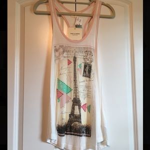 NEW WITH TAGS white tank with Paris design