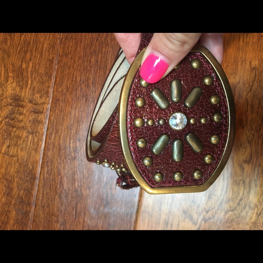 Leather diamond belt, Med-large buckle
