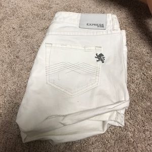 Express white denim shorts