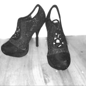 Black lace vintage platforms