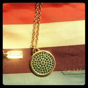 COACH gold/green necklace