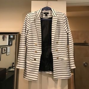Navy and white striped blazer
