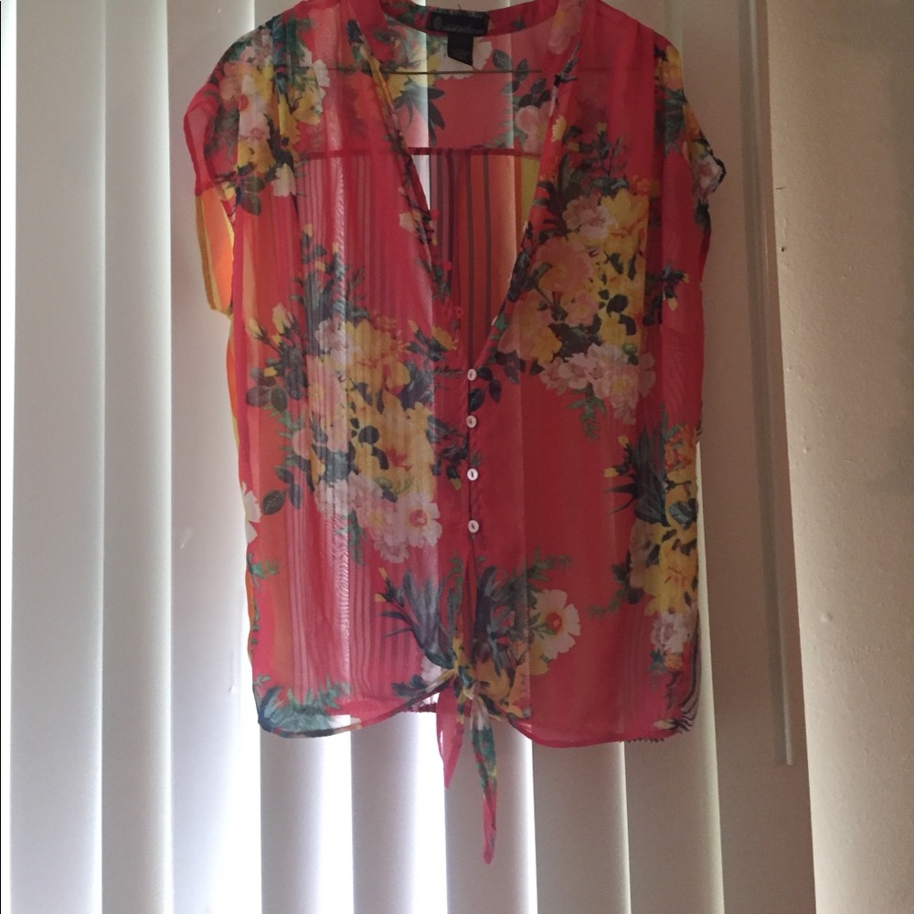 Pink floral shirt Size S