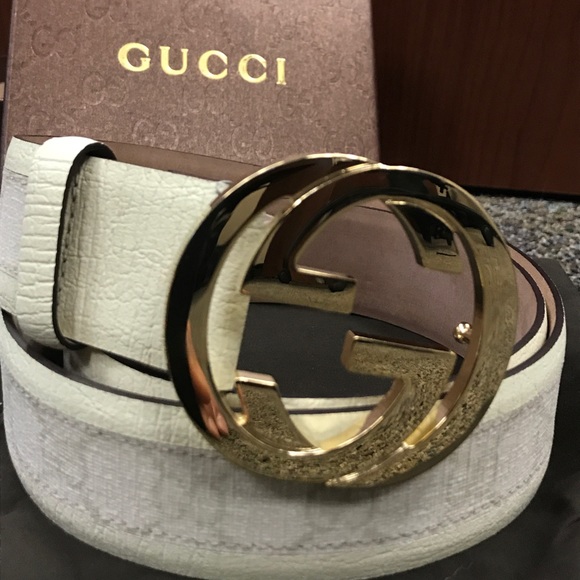 Authentic Men's White Monogram Gucci Belt - Picture 4 of 5