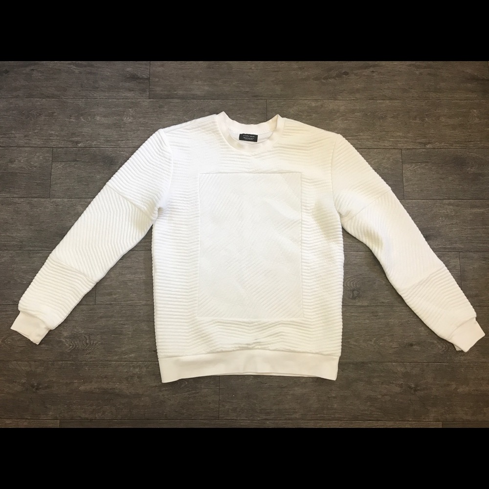 Zara Man Quilted Cotton LS Sweater Size M