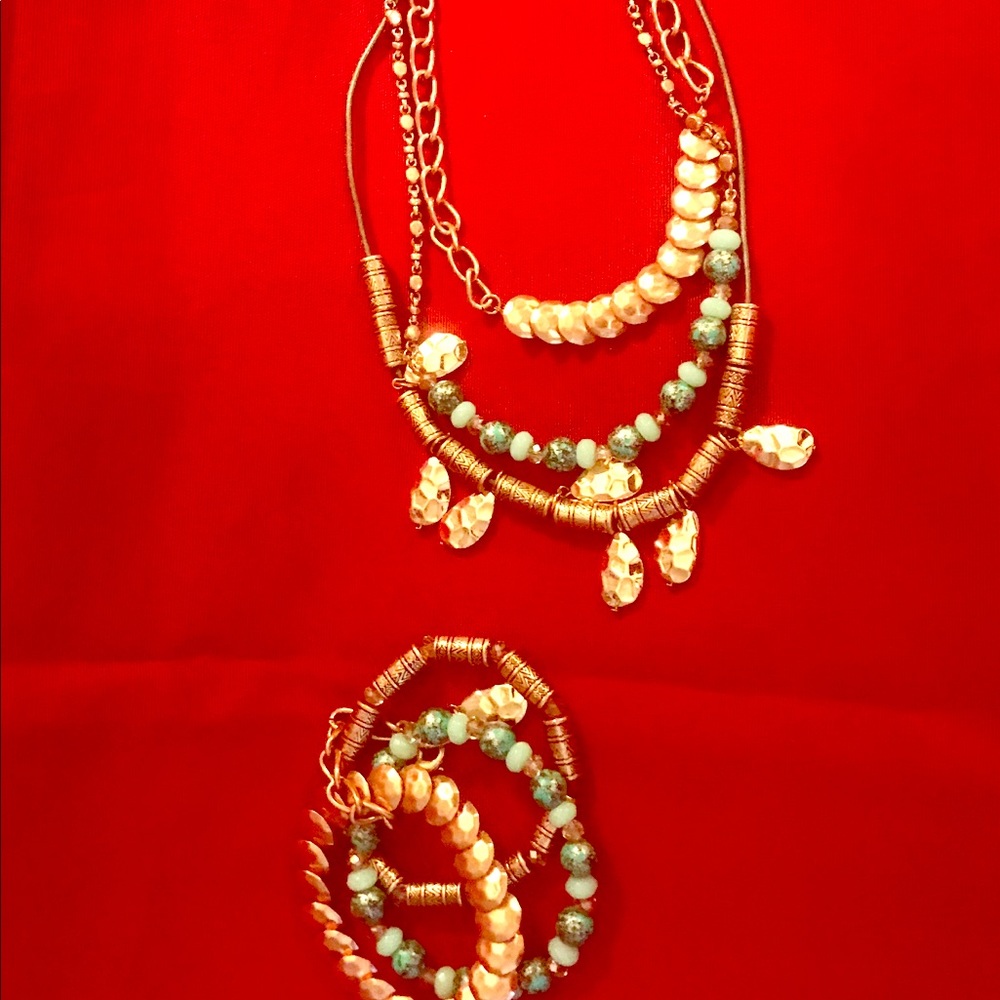 Copper necklace and bracelets. Wear multiple ways