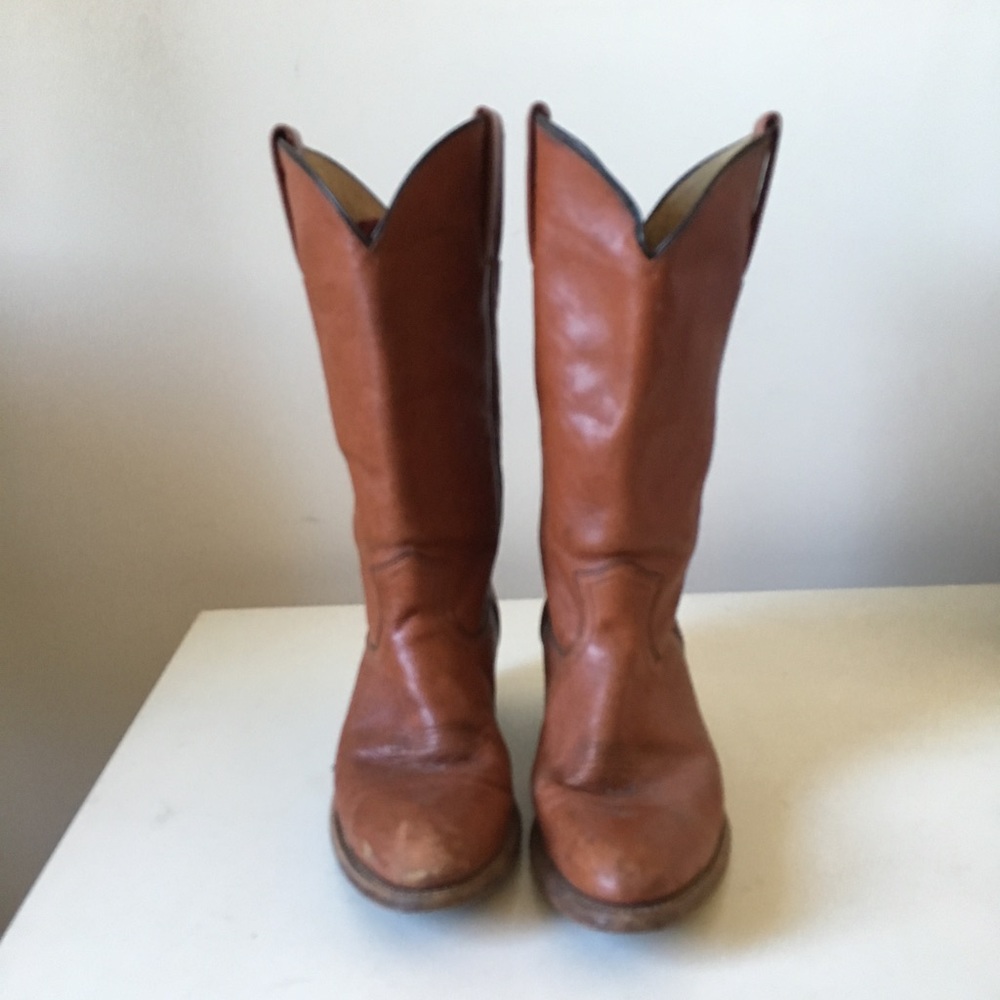 Vintage 70s 80s Frye Rare Brown Leather Stacked H… - image 2