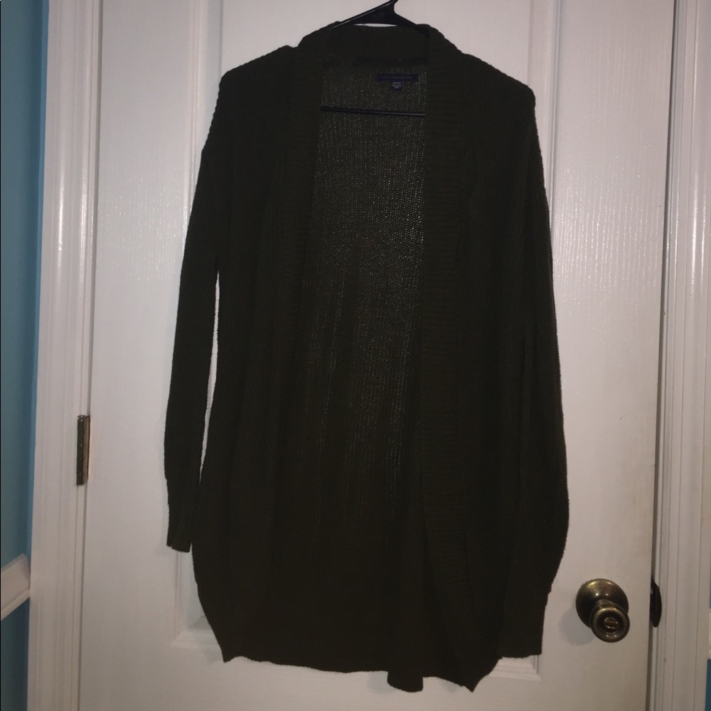 Army green knit cardigan